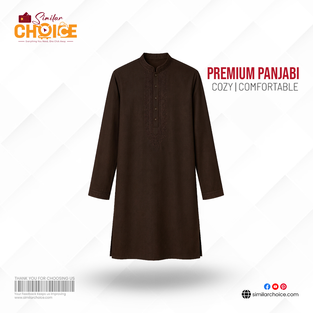 Men's Essential Premium Panjabi - Dark Brown