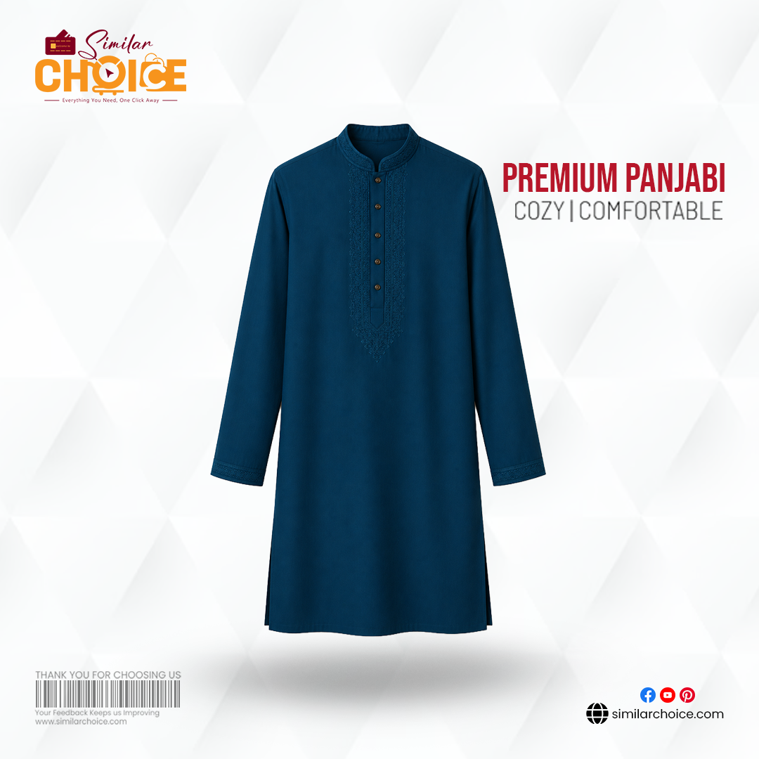 Men's Essential Premium Panjabi - Teal Blue