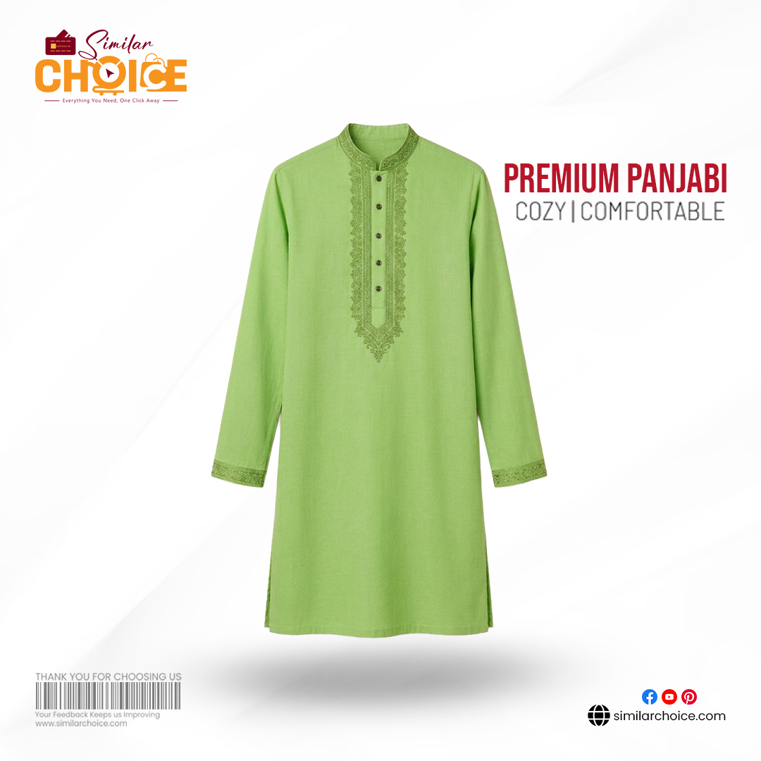 Men's Essential Premium Panjabi - Lime Green