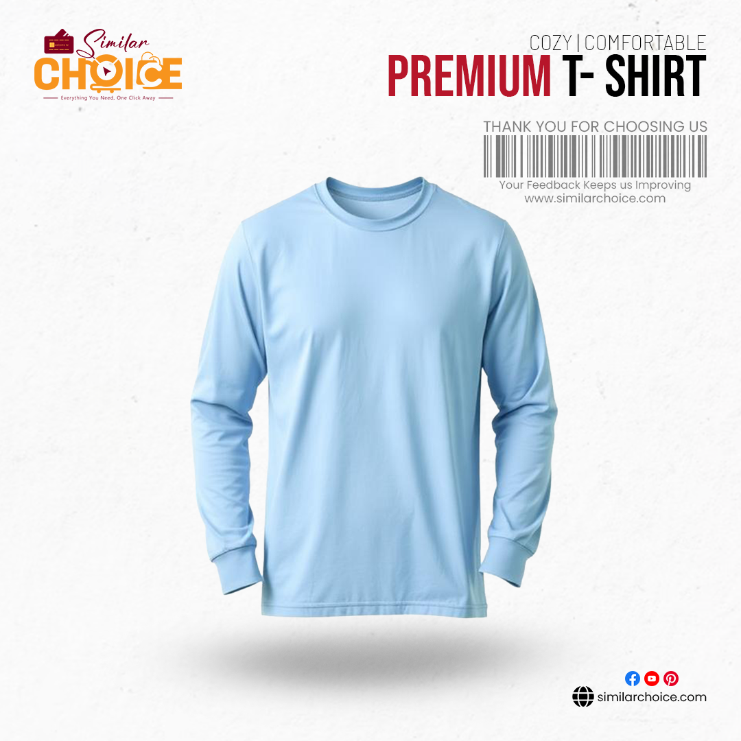 Men's Essential Premium Full Sleeve T-Shirt -Sky Blue