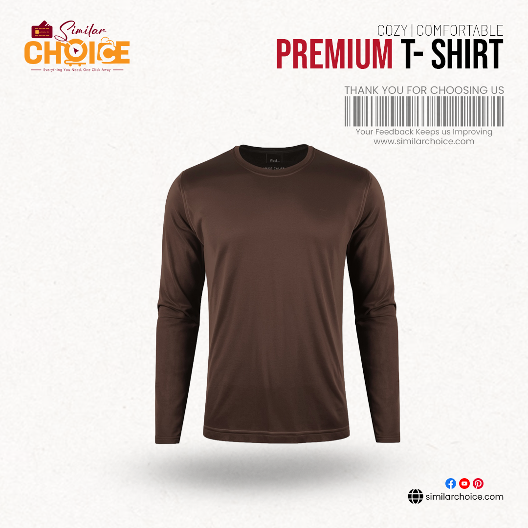 Men's Essential Premium Full Sleeve T-Shirt - Chocolate