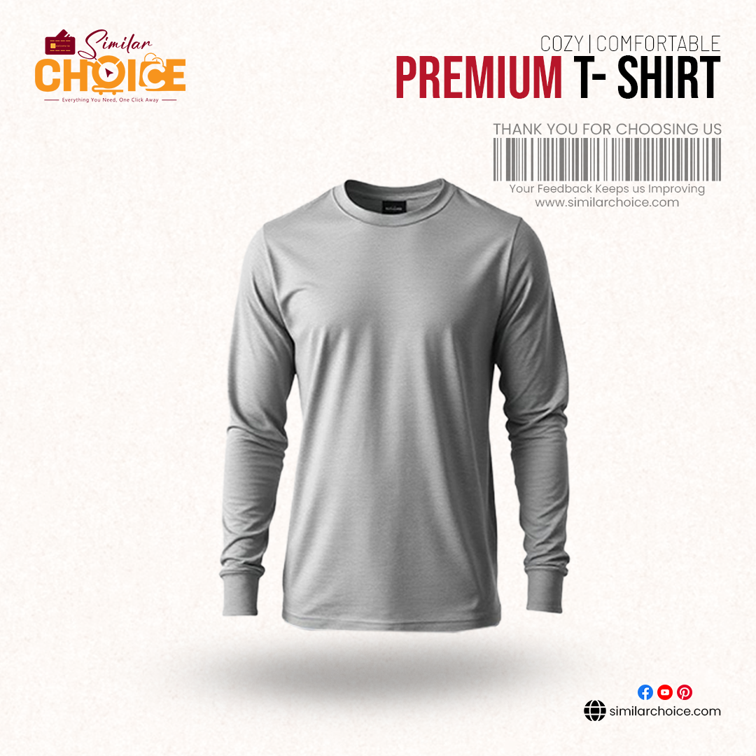 Men's Essential Premium Full Sleeve T-Shirt - Grey