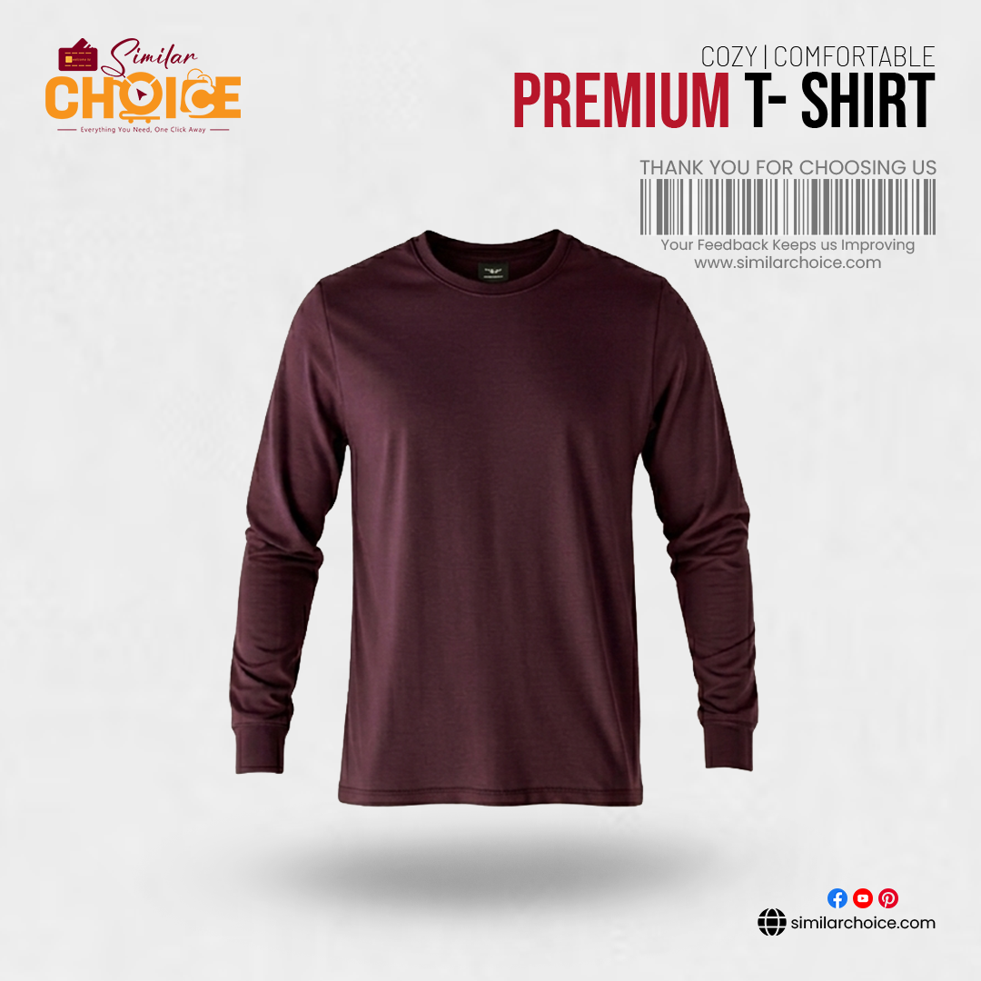 Men's Essential Premium Full Sleeve T-Shirt - Maroon
