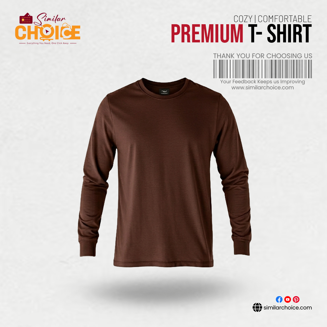Men's Essential Premium Full Sleeve T-Shirt -Coffee