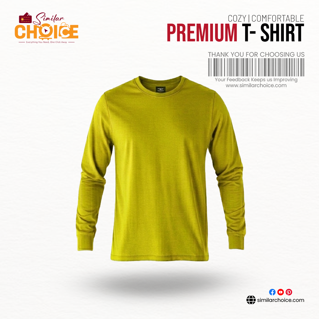 Men's Essential Premium Full Sleeve T-Shirt - Mustard Yellow