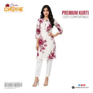 Women's Essential Premium Printed Kurti – Ivory