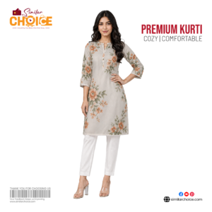 Women's Essential Premium Printed Kurti – Light Greige