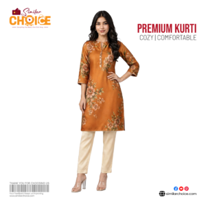 Women's Essential Premium Printed Kurti – Rust Orange