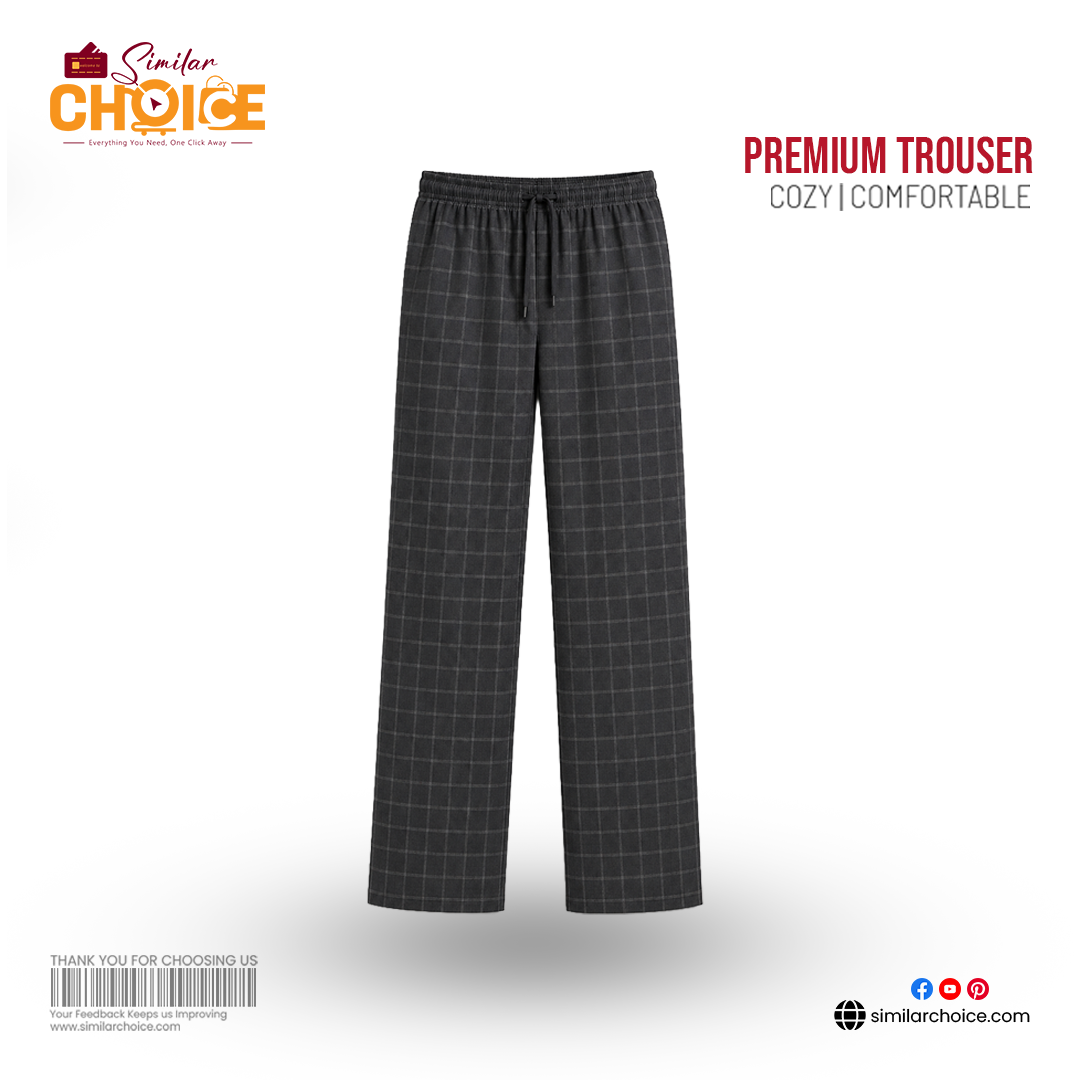 Men's Essential Premium Checkered Trouser – Charcoal Grey