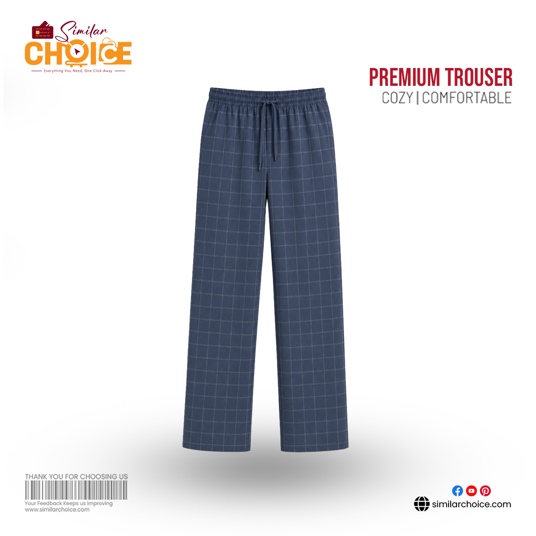 Men's Essential Premium Checkered Trouser – Steel Blue