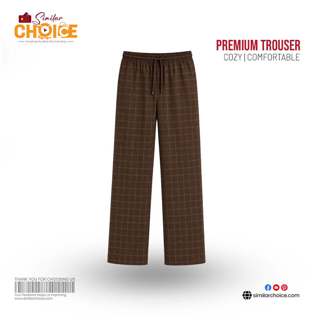 Men's Essential Premium Checkered Trouser – Walnut Brown