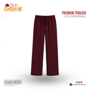 Men's Essential Premium Checkered Trouser – Burgundy Maroon