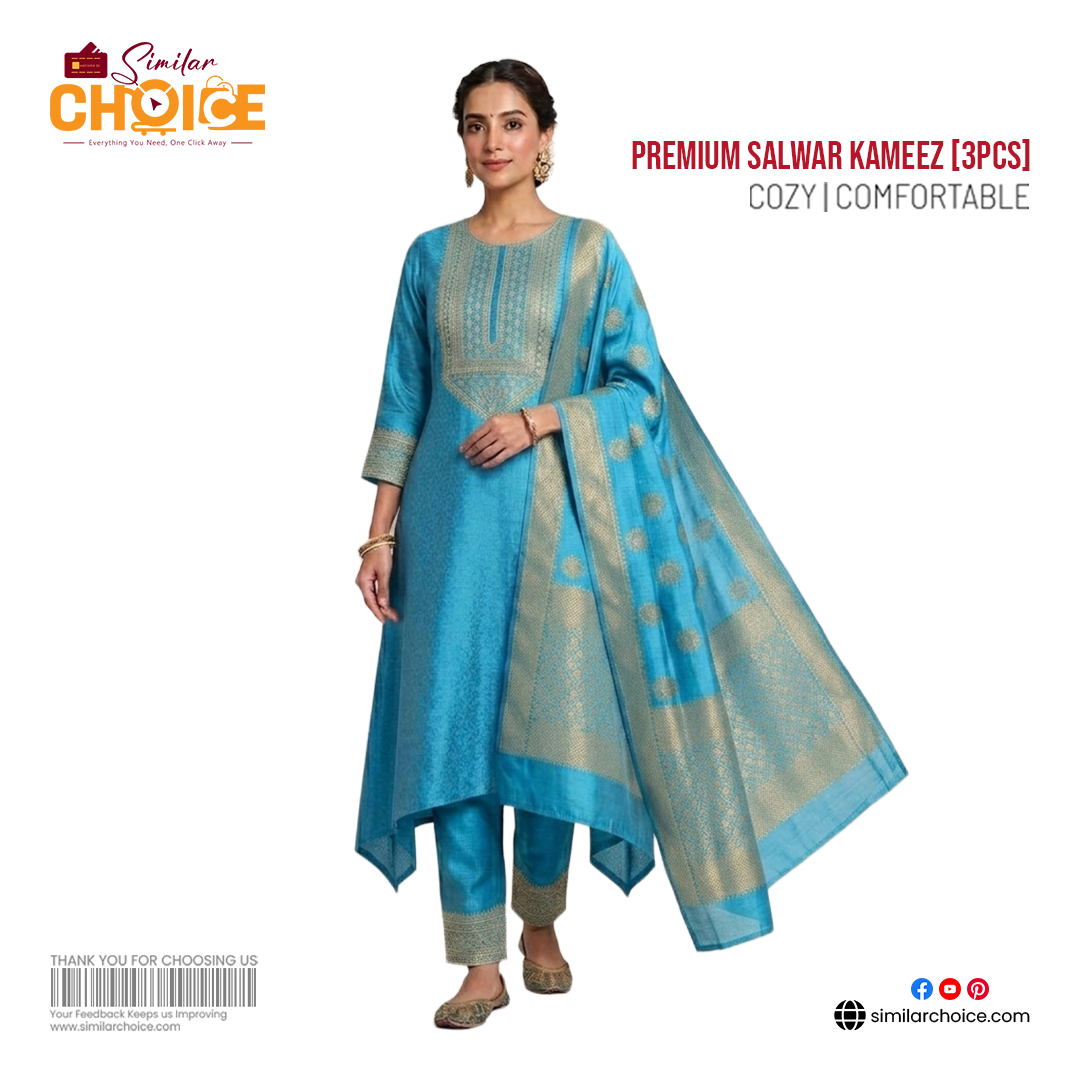Women's Essential Premium Katan Salwar Kameez (3pcs) –  Turquoise