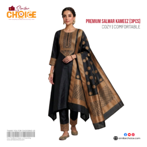 Women's Essential Premium Katan Salwar Kameez (3pcs) –  Jet Black