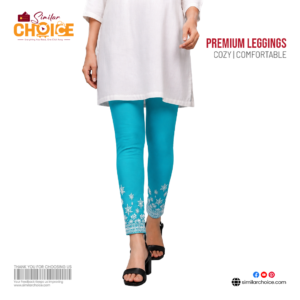 Women's Essential Premium Printed Leggings – Turquoise Blue