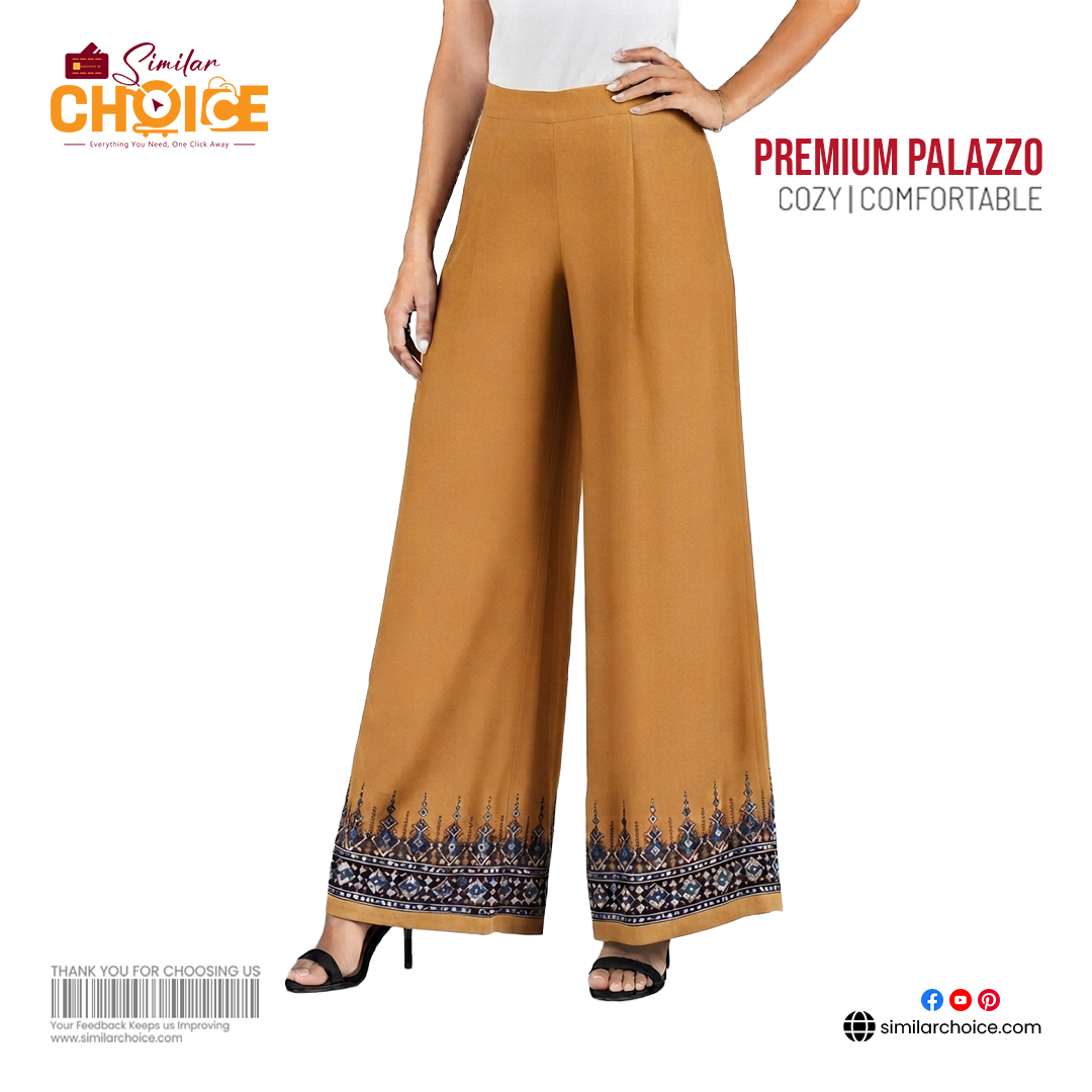 Women's Essential Premium Embroidered Palazzo – Camel