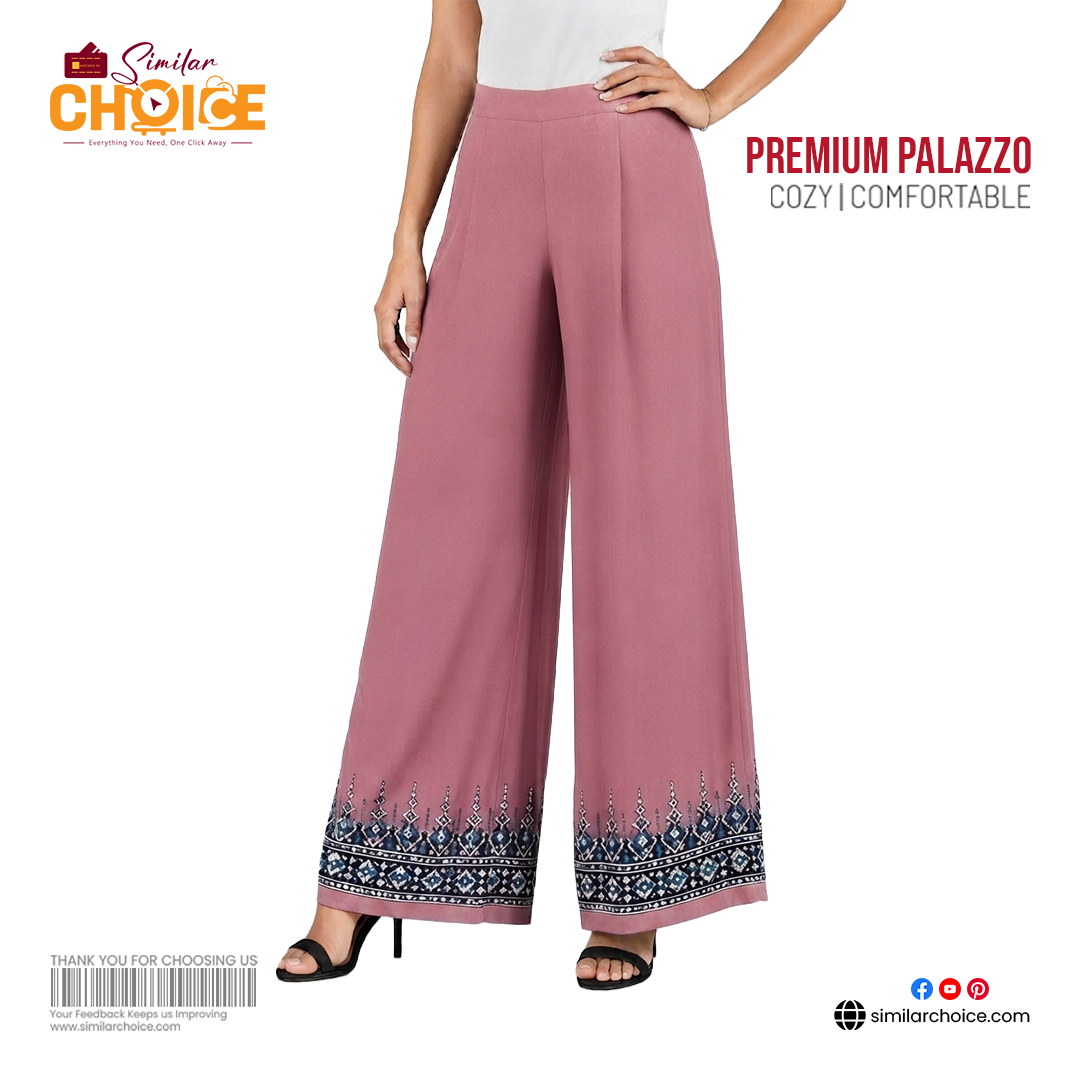 Women's Essential Premium Embroidered Palazzo – Dusty Rose