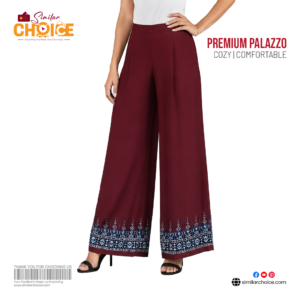 Women's Essential Premium Embroidered Palazzo – Maroon