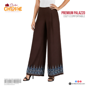 Women's Essential Premium Embroidered Palazzo – Chocolate Brown