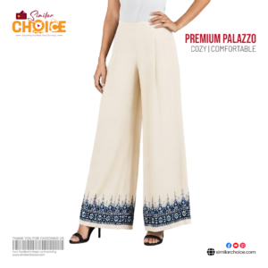 Women's Essential Premium Embroidered Palazzo – Vanilla Cream