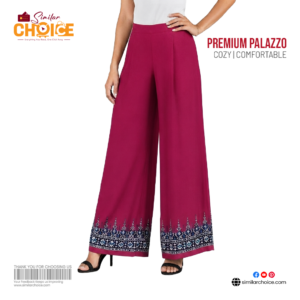 Women's Essential Premium Embroidered Palazzo – Deep Magenta