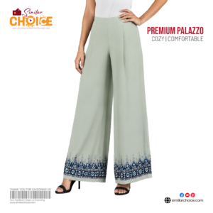 Women's Essential Premium Embroidered Palazzo – Light Eucalyptus Green